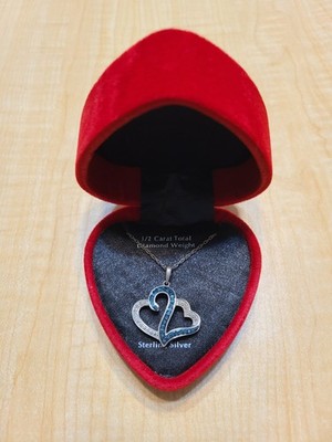 Herz Collier, 1/2 Gesamtkarat Gewicht Diamant, Sterlingsilber