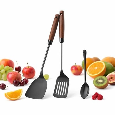 Titanium Spatula Set of 3 for Kitchen, Kitchen Utensil Set Pure Titanium, Foo...