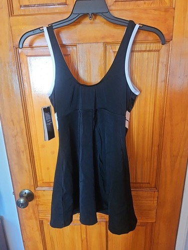 Inches Off Damen Badeanzug Größe 12 Einteiler Kleid schwarz weiß Stretch neu ohne Etikett - Bild 6 von 9