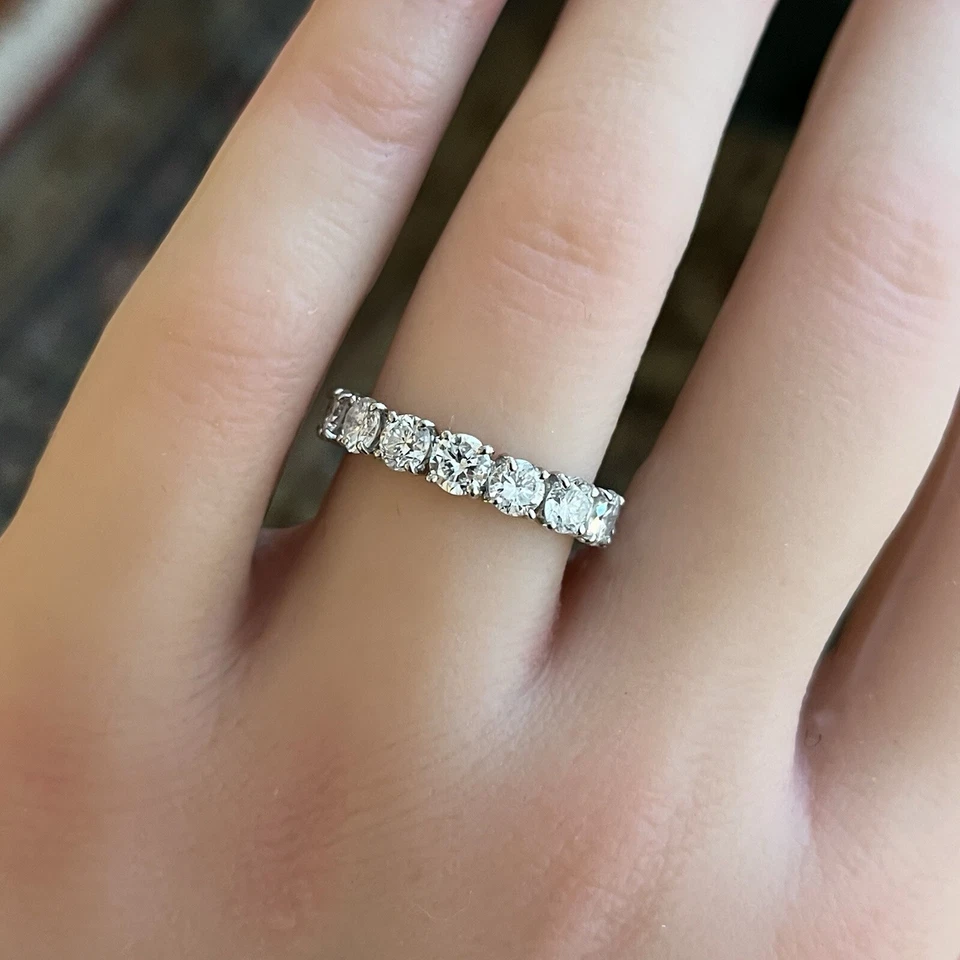 Кольцо с натуральным круглым бриллиантом Eternity 3,48 карата размер 6 из платины - HM2661AA