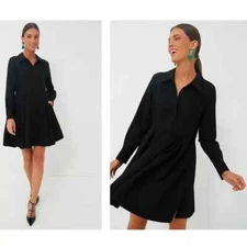 Pomander Place Womens Black Annalise Long Sleeve Stretch Pleated Mini Dress M
