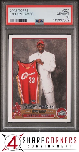 2003 TOPPS #221 LeBRON JAMES RC CAVALIERS 4SC ELITE PSA 10