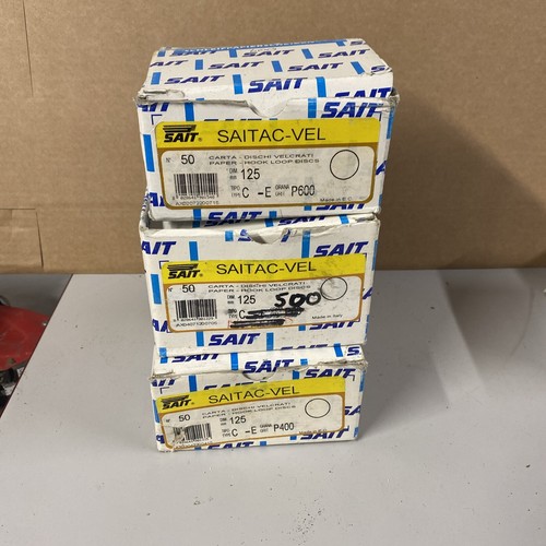 SAITAC-VEL Hook and Loop Abrasive Discs 400,500,600 grit 125mm diameter Joblot