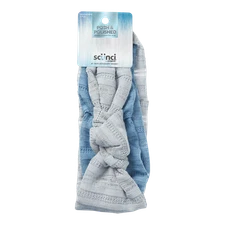 Scunci Posh & Polished Textured Fabric Headwraps, Blue & Gray, 2-Pieces