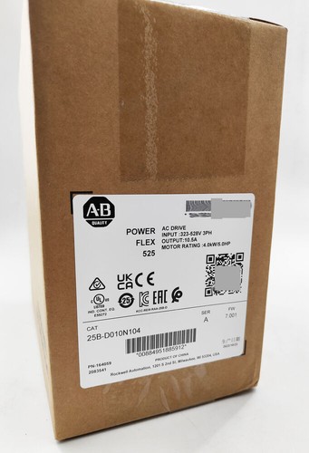 Factory Sealed Allen Bradley 25B-D010N104 /A Powerflex 525 AC Drive 5HP 4.0KW - Picture 4 of 5