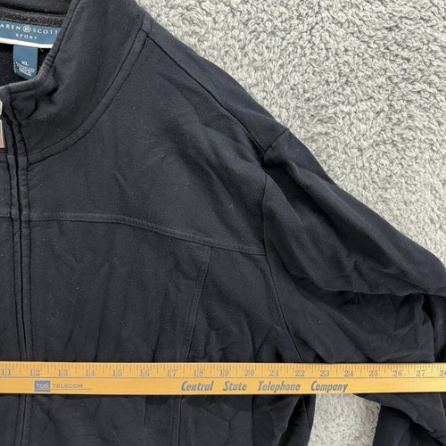 Karen Scott Full Zip Black Sweatshirt Womens XL Pockets Activewear Bungee Waist - Picture 3 of 7