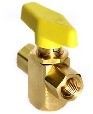 1/4" Female NPT 3 Way Brass L- Port Ball Valve Panel Mount Option Made in USA