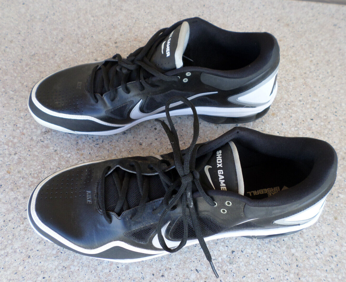 New Nike Shox Gamer Baseball Cleats Metal Blk/Wte Men main image 4