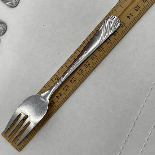 Rogers Steam Pattern Stainless Flatware Salad Fork Lot of 7, MCM - Picture 5 of 5