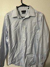 Calvin Klein Shirt 100 Cotton Blue Solid Slim Fit 15.5 Non Iron Infinite