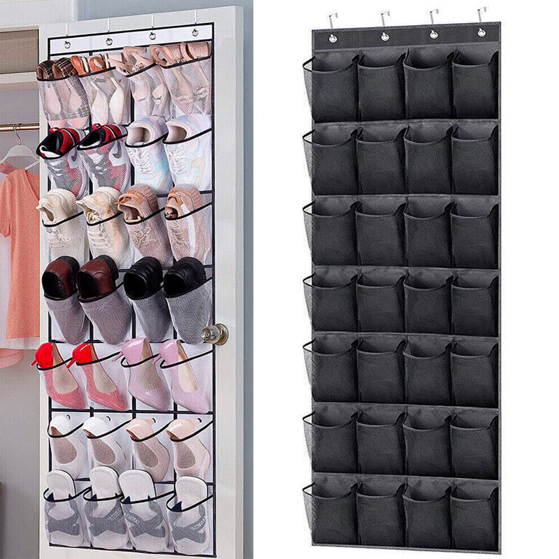 28 Grids Over Door Shoe Organizer Rack Hanging Storage Holder Hanger