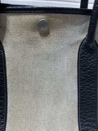 Bolso de Mano de Compras HERMES Garden Party PM Beige Lona Cuero Negro Asa Borde - Imagen 6 de 24