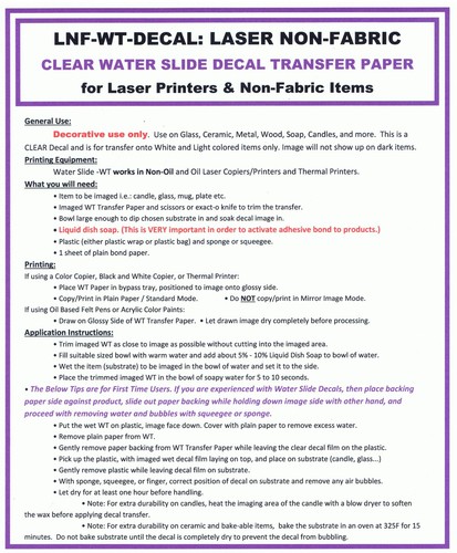 CLEAR WATER SLIDE DECAL TRANSFER PAPER FOR LASER PRINTERS: 100 SHEETS (A3 SIZE) - Picture 2 of 6