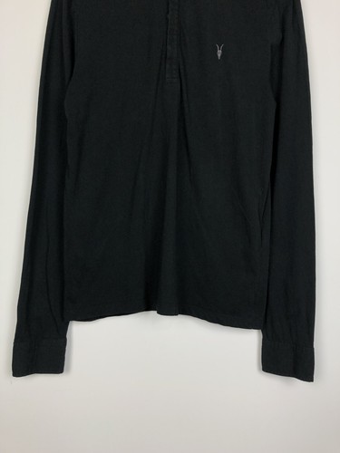 Allsaints Crail LS Polo Longsleeve Pullover Black size M - Picture 3 of 10