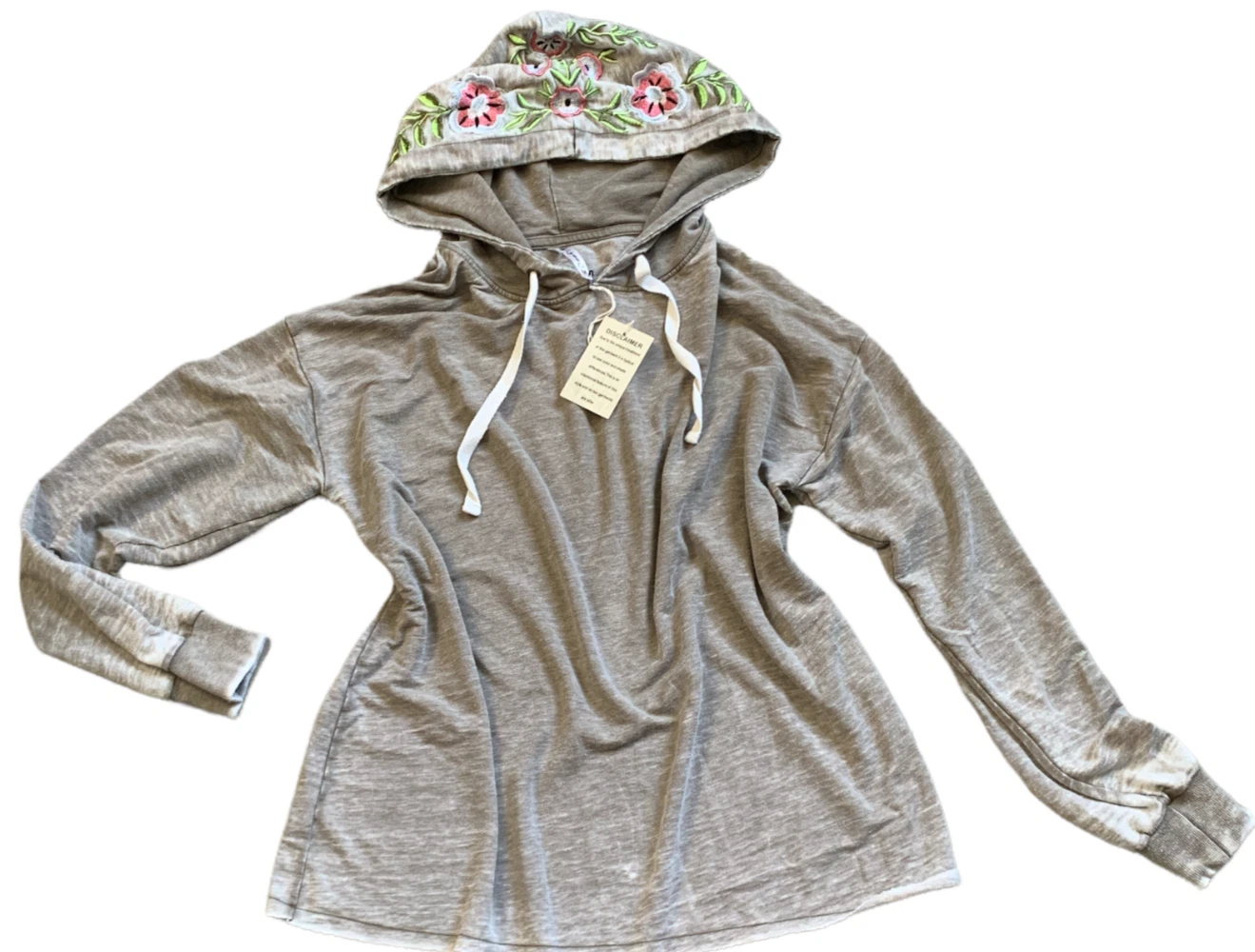 POOF New York Hoodie Embroidered Hood Raw Edge Distressed Sz M #12S