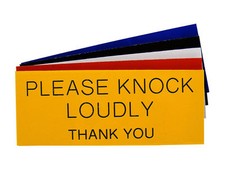 Engraved Plaque Please Knock Loudly Thank You, Letter Box Door Sign 125mm x 50mm