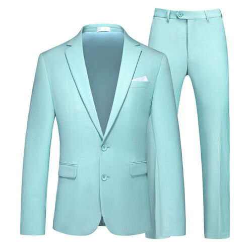 Mens Fashion Large Size Suit Two-piece Slim Fit Business Coats+pants Casual Tops