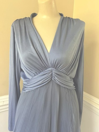 Miss Elliott’s Vintage 1970s Pleated Dress Cornflower Blue - Small - Picture 2 of 7