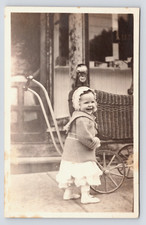 c1918 Toddler with Wicker Pram RPPC Postcard ...