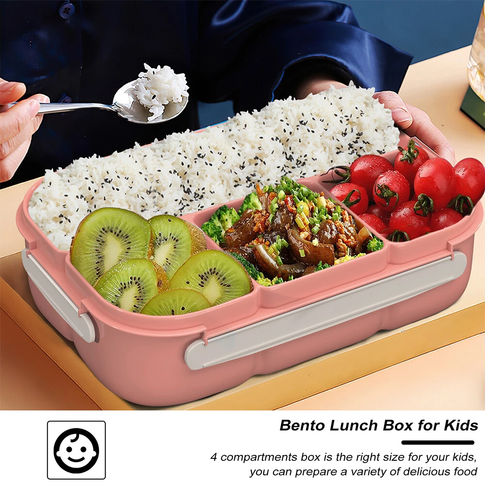 Bento Box Adult Lunch Box 4 Compartments Containers for Adults Kids with Utensil