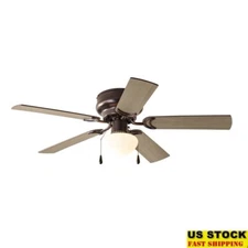 44 Inch Hugger Ceiling Fan with Light Kit 5 Blades Quiet Reversible Motor Bronze
