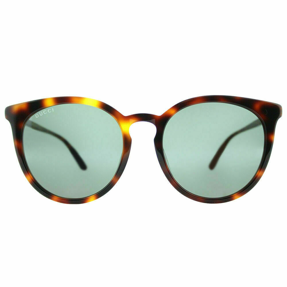 Gucci Gg0064sk 005 Havana Plastic Round Sunglasses Green Lens for  