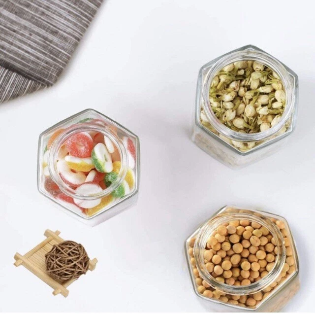 6-Ounce Hexagon Glass Jars (12-Pack) Empty Hex Jars w/Gold Lids, NEW - Image 4 of 4