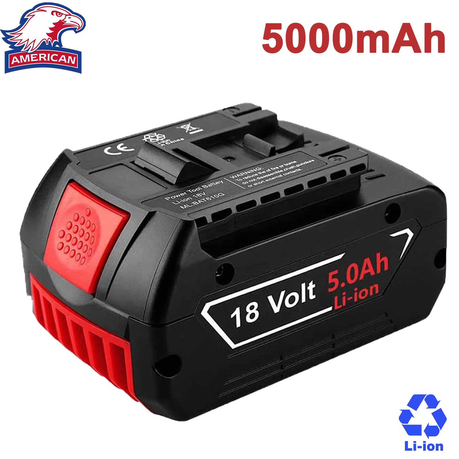 2X 5.0Ah For Bosch BAT618 BAT609 BAT612 18V Volt Lithium-Ion Battery Pack BAT620