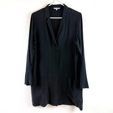 John Mark 100% Silk Black Zip Jacket Lagenlook Oversized Lightweight Size M