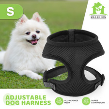 Black Dog Pet Harness Breathable Mesh Adjustable Control Reflective Chest Strap