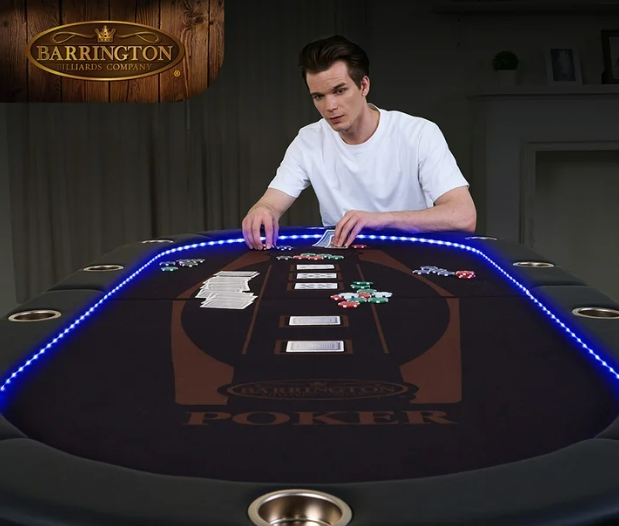 Texas Hold'em Poker Table 10 Player Casino Foldable LED Lights