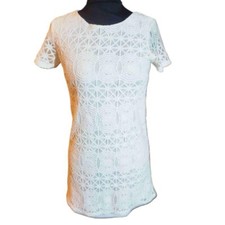 Lulus Womens White Short Sleeve Lace Mini Dress Size  XS