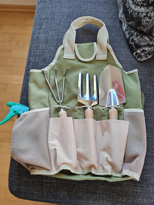 Garten verschiedene Werkzeuge Tasche Klettverschluß Harken Zange Schaufel