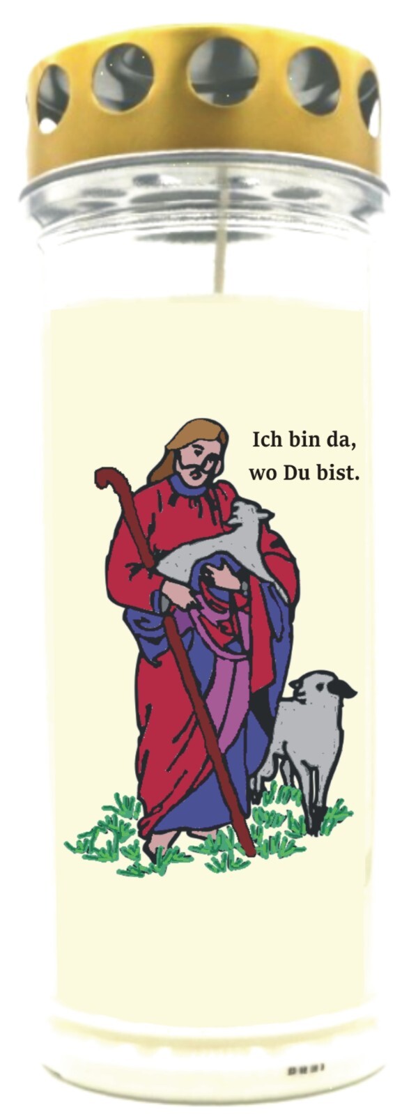 Grablicht mit Spruch Grabkerze Gedenken Trauer Text Todestag Wochenbrenner