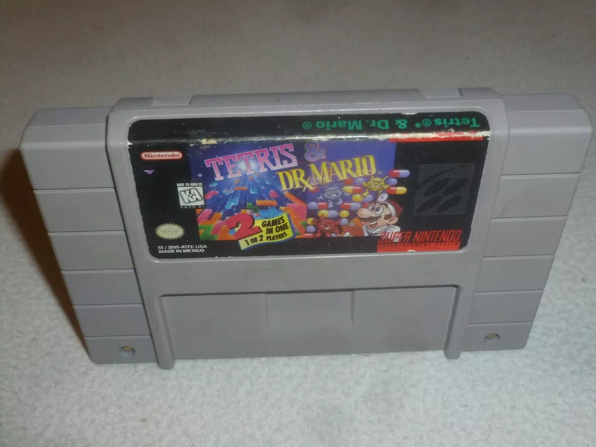 SUPER NINTENDO SNES GAME CARTRIDGE ONLY TETRIS DR MARIO COMBO 2 GAMES IN 1  CART