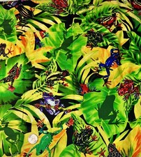1/2 Yard Tropical Rainforest Frogs Cotton Fabric D Bug C1117