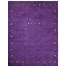 Eco-Friendly Hand Knotted Loom Silk Mix Area Rug Contemporary Purple BBLSM229
