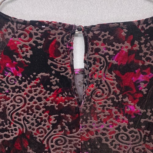 Cupio Top Womens Medium Burnout Velvet Red Boho Hippie Whimsygoth Peasant - Picture 12 of 14
