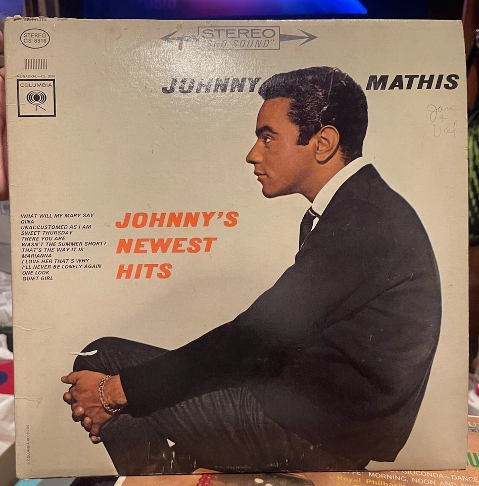 Johnny Mathis Johnny's Newest Hits Vinyl Record LP Columbia ‎– CS 8816 Classic  - Image 2 of 4