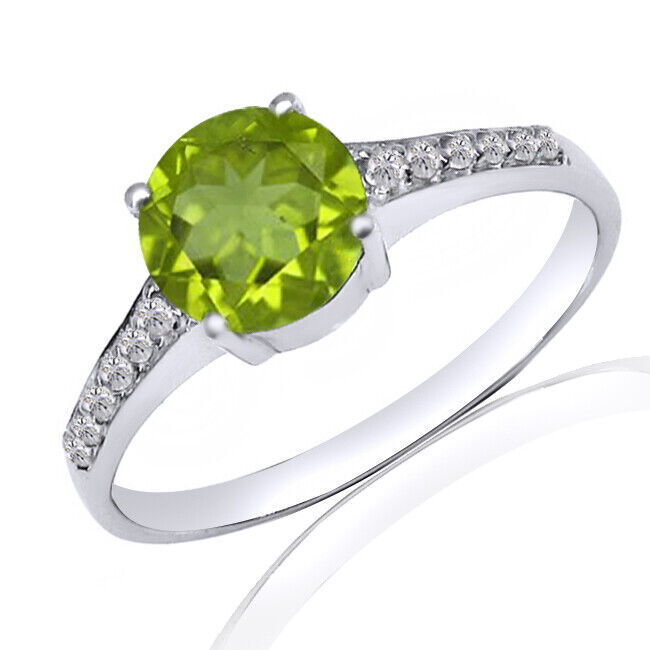 1.2Ct August Peridot Birthstone Solitaire Ring in 925 Sterling Silver