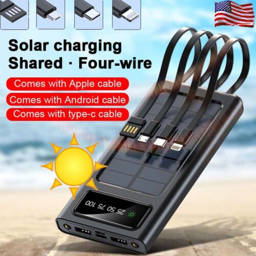 1000000mAh Solar Power Bank External Battery Backup Fast Charger for Phone 4 USB - Afbeelding 1 van 20