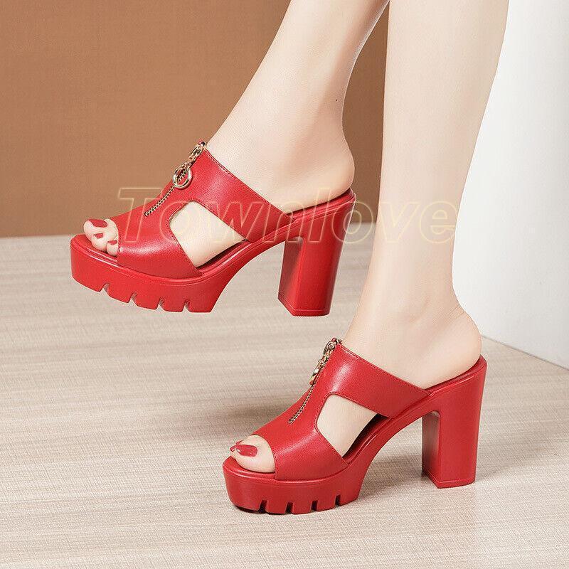 PANTOFOLA D’ORO Sandali donna plateau blocco tacco alto zip davanti punta aperta ciabatte casual mules