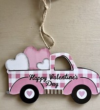 Happy Valentine's Day Pink Truck Ornament