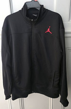 Jordan Air Jordan Men's L Black/Red Full Zip Track Jacket Pockets Polyester
