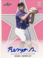 RENZO GONZALEZ 2020 Leaf Perfect Game PG National Showcase Pink AUTO /3 STETSON
