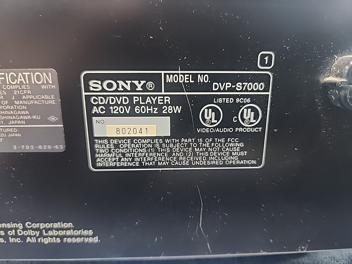 back number DVD 、DVD付きCD Sony DVP-S7000 Audiophile Reference Standard Hi-End CD DVD Player