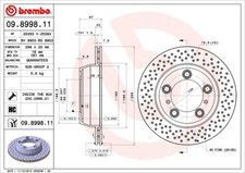 2x BREMBO Bremsscheibe 09.8998.11 für PORSCHE