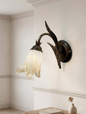 Klassische Wandleuchte aus Schmiedeeisen und Muranoglas mit 1 Licht Kol. Scott