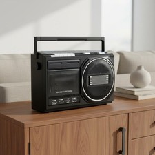 AM Frequency Modulation SW Radio Boombox Analog Controls Retro Cassette Boombox