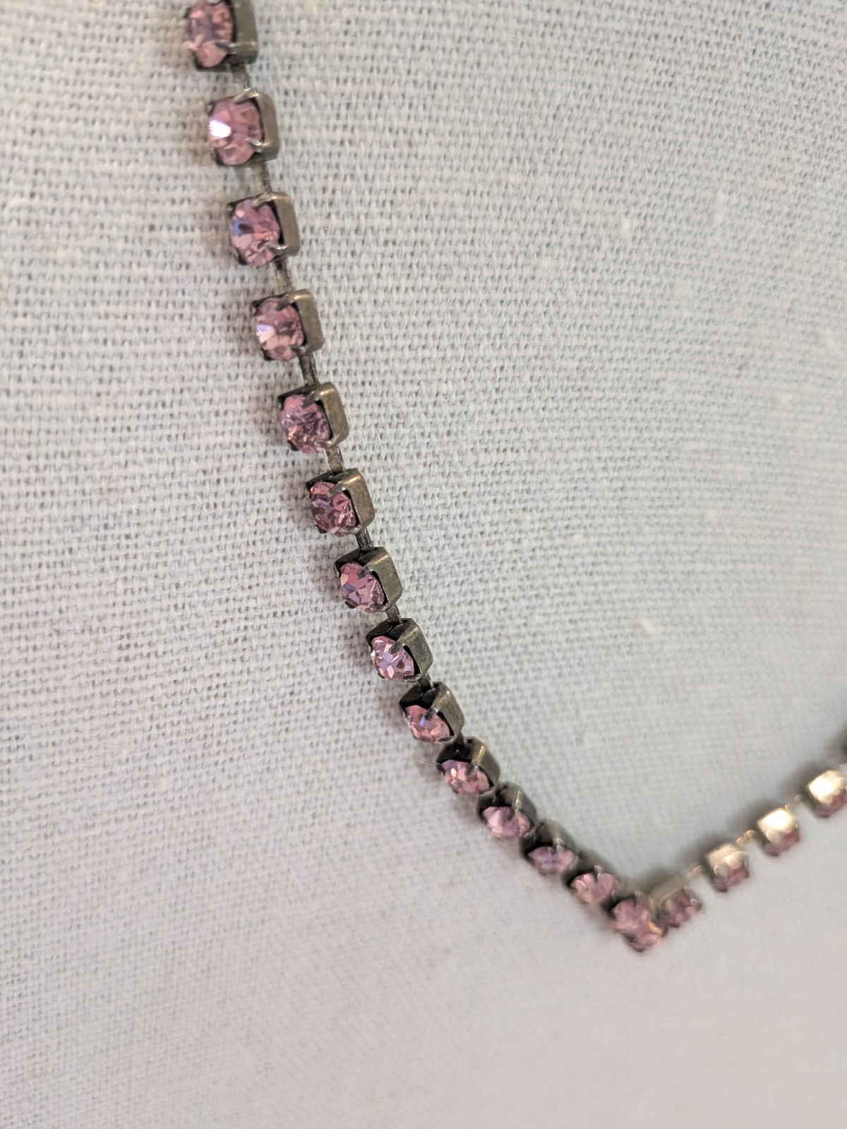 1940's Glam Pink Prong Set Rhinestone Necklace/Br… - image 2